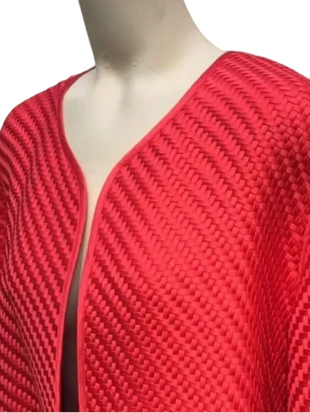 Chico's Vibrant Red Textured Open-Front Cape
